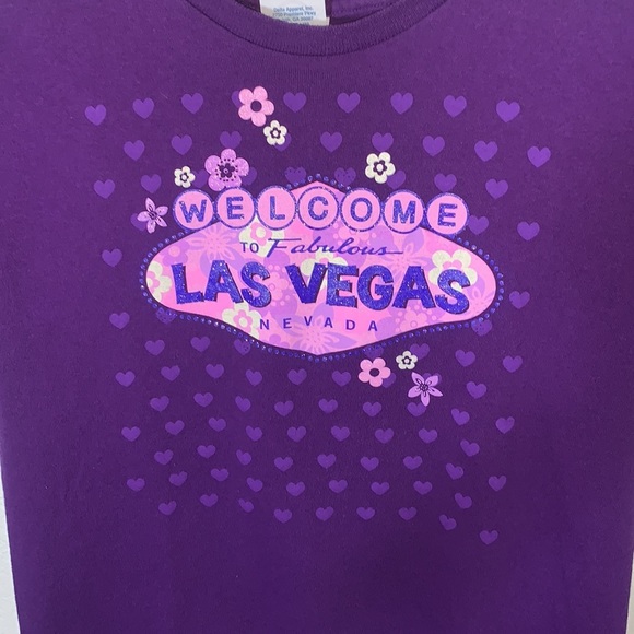 Delta Pro Weight Purple Welcome to Fabulous Las Vegas Short Sleeve T Shirt Sz L - Picture 3 of 8